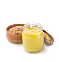 mustard sauce collection on white