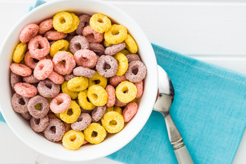 Colorful cereal rings.