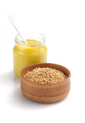 mustard sauce collection on white