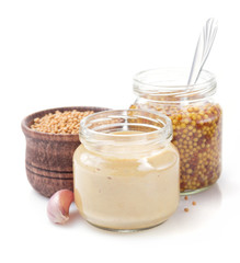 mustard sauce collection on white