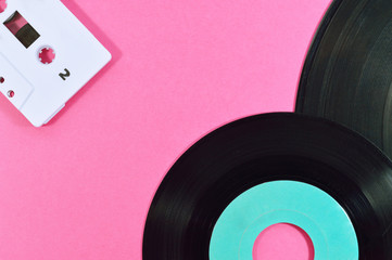 vinyl discs and cassette