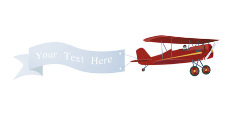  Airplane with poster .Flying airplane on a white background.Vector illustration