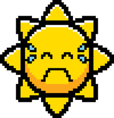 Obraz premium Crying 8-Bit Cartoon Sun
