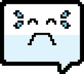 Crying 8-Bit Cartoon Word Balloon