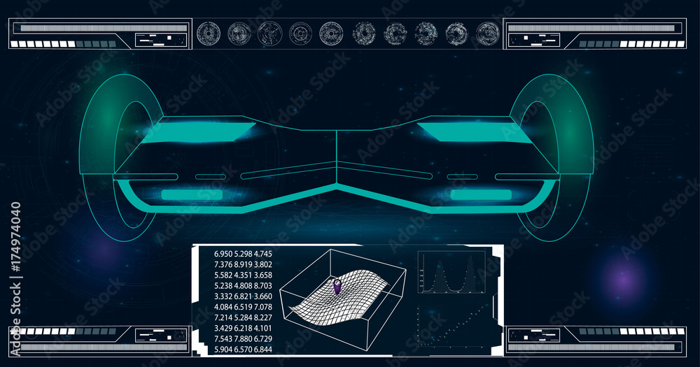 Aufkleber futuristic user interface for gyroscooter. abstract virtual graphic touch user interface. hud. hi-te