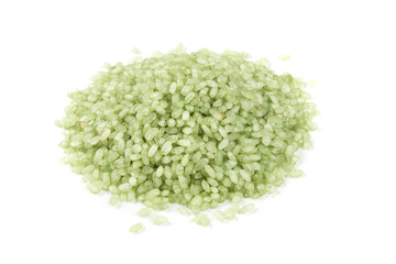 Green jasmine pearl rice isolated on a white background
