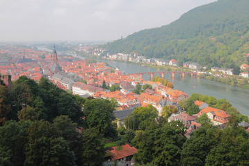 Fototapeta na wymiar City on river banks Neckar. Heidelberg, Germany