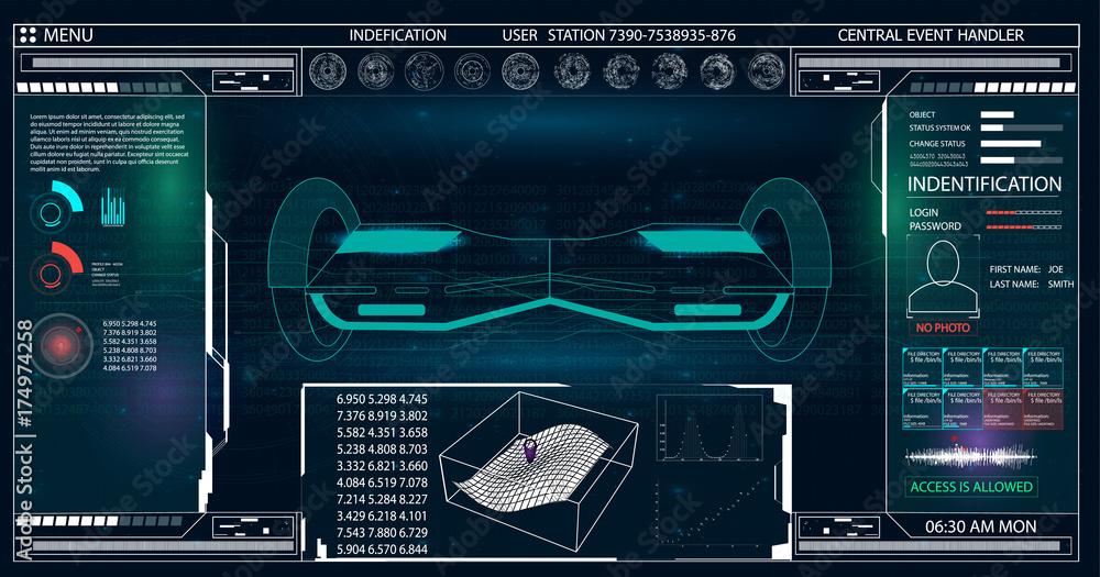 Aufkleber futuristic user interface for gyroscooter. abstract virtual graphic touch user interface. hud. hi-te