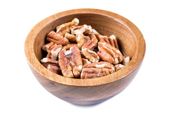 Organic shelled pecans isolated on a white background