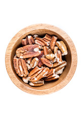 Organic shelled pecans isolated on a white background