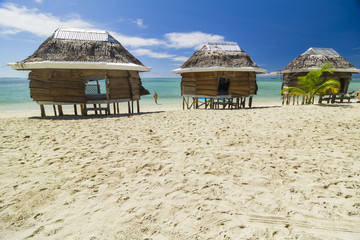 samoan fale bungalow at the beach in samoa savaii lano beach © Libor