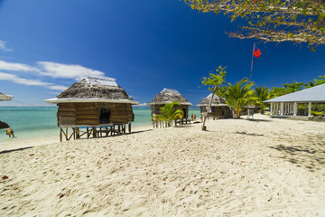 samoan fale bungalow at the beach in samoa savaii lano beach © Libor