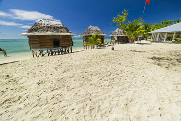 samoan fale bungalow at the beach in samoa savaii lano beach