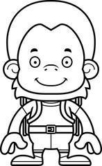 Cartoon Smiling Hiker Orangutan
