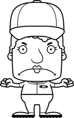 Cartoon Angry Baseball Player Woman