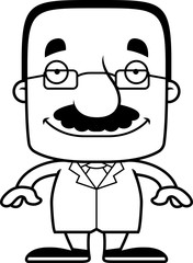 Cartoon Smiling Scientist Man