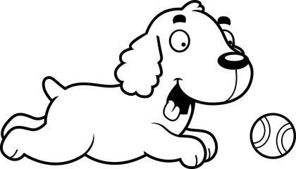 Cartoon Cocker Spaniel Chasing Ball