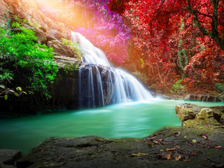 Fototapeta na wymiar Jungle landscape with wonderful waterfall
