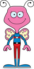 Obraz premium Cartoon Smiling Superhero Butterfly