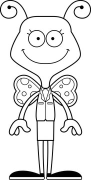 Cartoon Smiling Businessperson Butterfly