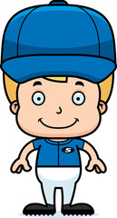 Cartoon Smiling Baseball Player Boy