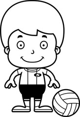 Cartoon Smiling Volleyball Player Boy