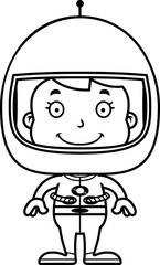 Cartoon Smiling Astronaut Girl