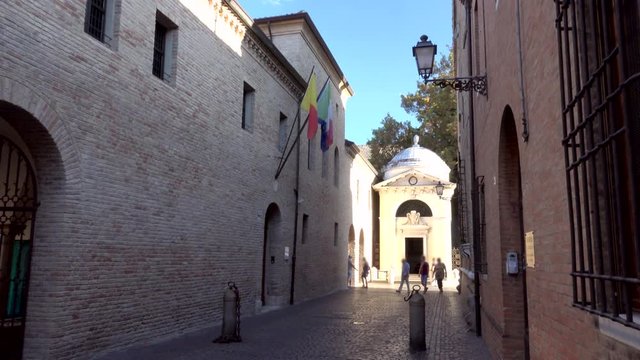 ancient buildings in street of Ravenna in Italy
