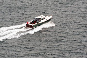 A motorboat on the sea