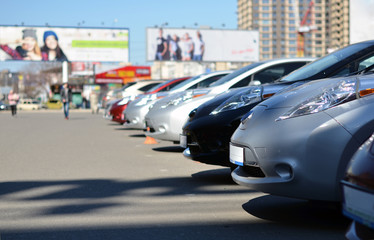 electric cars on the parking