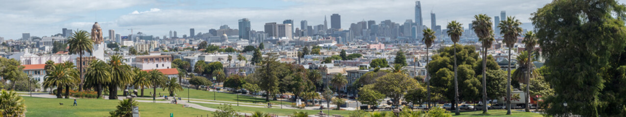 Panoramic View of San Francisco Park with Downtown Skyline in the background