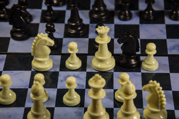 Chess pieces on a chessboard