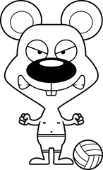 Cartoon Angry Beach Volleyball Player Mouse
