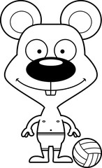 Cartoon Smiling Beach Volleyball Player Mouse