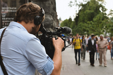 videographer is doing an interview