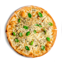Pizza four cheeses isolated