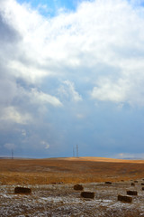 Hay on the field in autumn