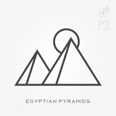 Line icon egyptian pyramids