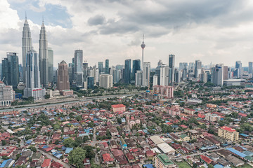 Naklejka premium Top view of Kuala Lumpur city, Malaysia
