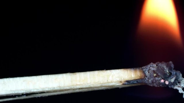 Matchsticks are burning to become ashes.