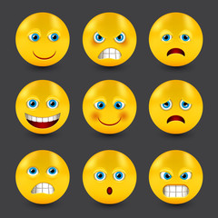 Fototapeta premium group of smiley emoticons, emoji, vector illustration.