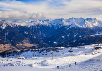 Fototapeta na wymiar On the slopes of the ski resort Bad Gasteinl, Austria