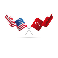 USA and Turkey flags. Vector illustration.