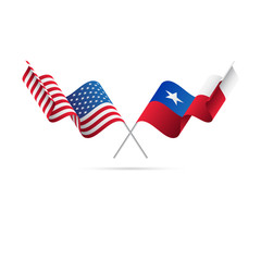 USA and Chile flags. Vector illustration.