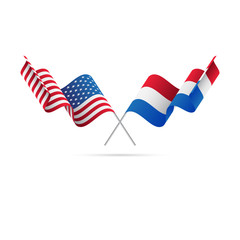 USA and Netherlands flags. Vector illustration.