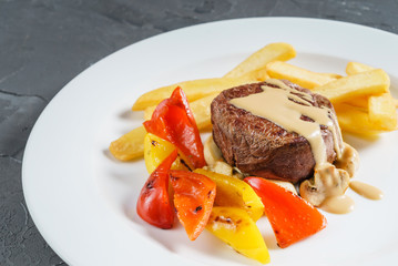 steak with french fries