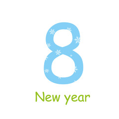 Colorful number 8 with snowflake. Stylish vector icon
