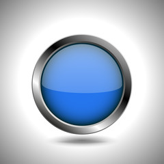 Blue round button with chrome frame