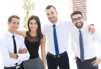closeup portrait of friendly business team