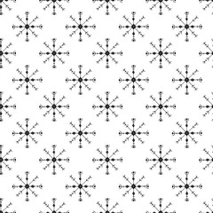 Winter hand drawn seamless pattern with snowflakes. Vector illustration